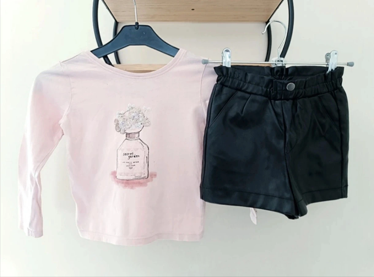 5 ans ensemble teeshirt tape a l'oeil et short simili kiabi